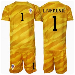 Chorvatsko Dominik Livakovic #1 Brankářské Dětské Domácí dres komplet ME 2024 Krátký Rukáv (+ trenýrky)